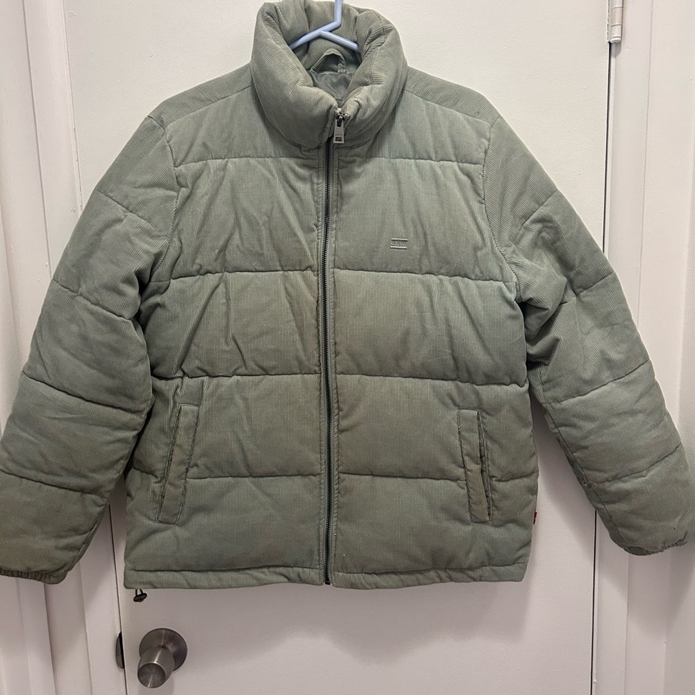 Levi's Sage Green Corduroy Puffer Jacket | Women’s Winter Coat Warm